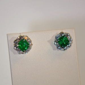 gia certified natural emerald diamond halo stud earrings.JPG