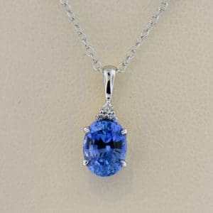 ceylon cornflower sapphire and diamond white gold pendant