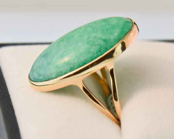 estate large amazonite cabochon ring bezel set in yellow gold 2