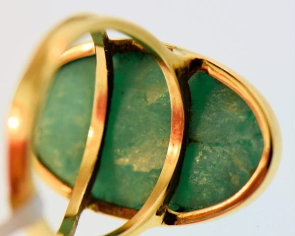 estate large amazonite cabochon ring bezel set in yellow gold 3