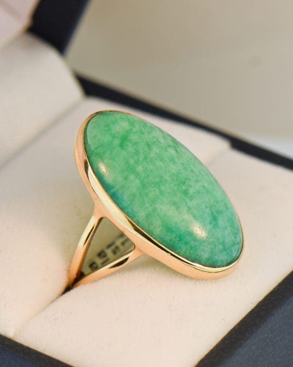 estate large amazonite cabochon ring bezel set in yellow gold 4