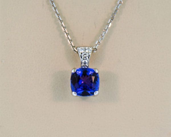 gemmy square cushion cut tanzanite solitaire pendant