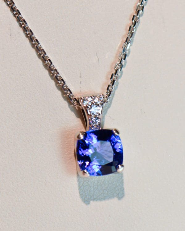 gemmy square cushion cut tanzanite solitaire pendant 3