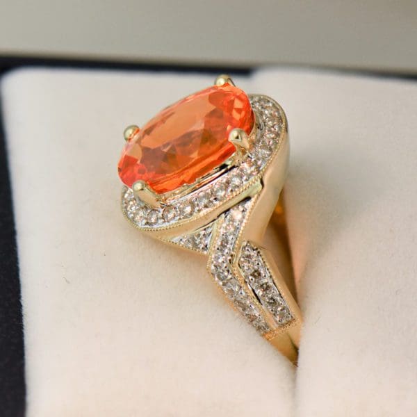 neon mandarin orange spessartite garnet cocktail ring 2