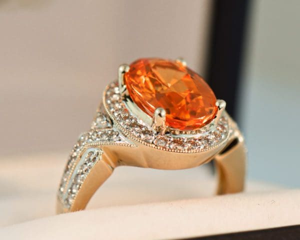 neon mandarin orange spessartite garnet cocktail ring 3