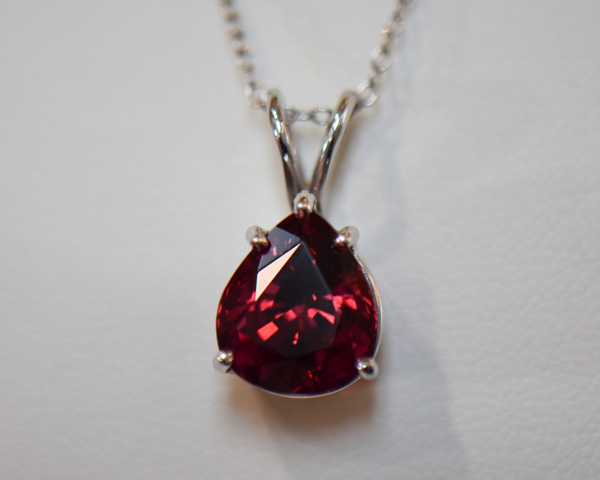 Very rare natural pear shape pinkest red Rubellite pendant set in