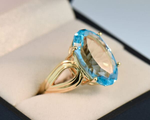 custom cut oval swiss blue topaz cocktail ring 2