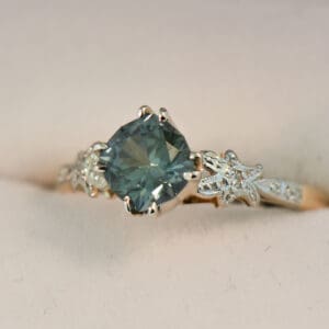 edwardian mint green montana sapphire engagement ring