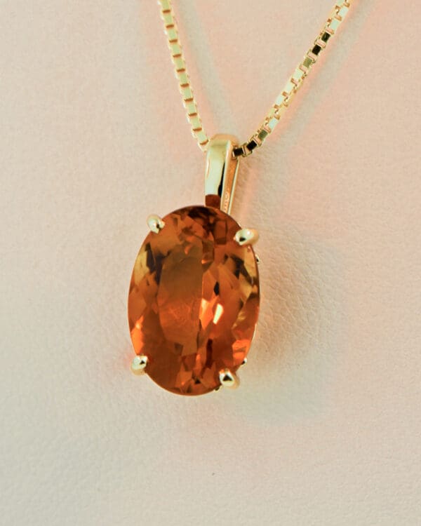 madeira citrine solitaire pendant in yellow gold scrollwork