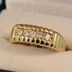 vintage gents 5 diamond band yellow gold