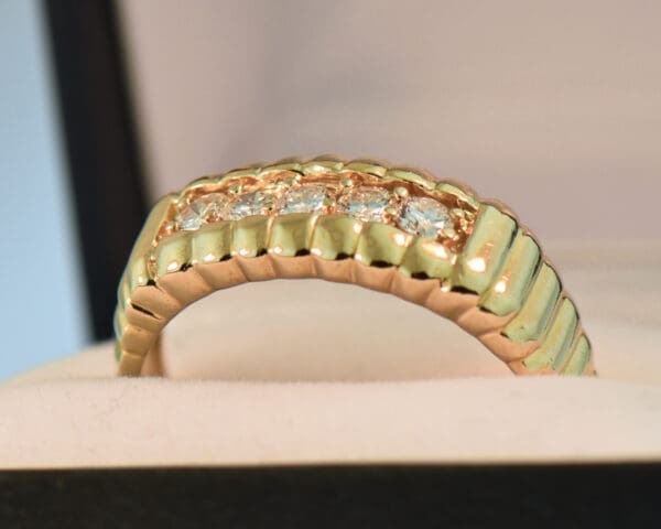 vintage gents 5 diamond band yellow gold 2