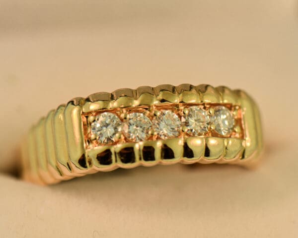 vintage gents 5 diamond band yellow gold 4