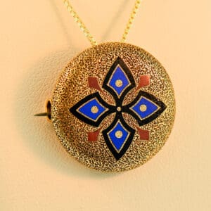 antique french blue red black enamel maltese cross pin pendant 18k