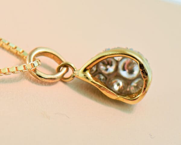 dainty vintage diamond pave teardrop pendant twotone gold 3