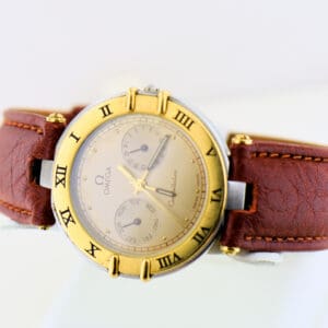 1980s omega constellation quartz calendar twotone wristwatch