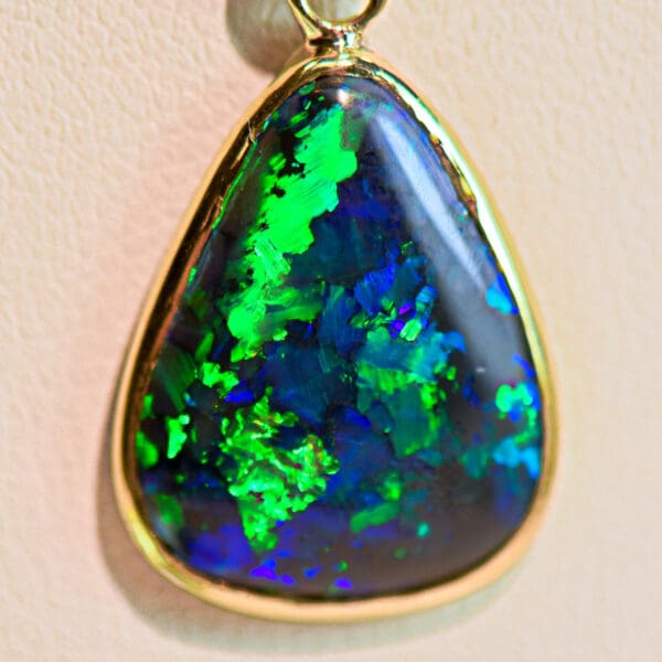 estate freeform black opal and diamond pendant in twotone gold 2