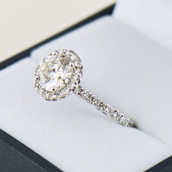 lab created diamond halo engagement ring white gold 2