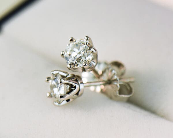 old european cut diamond stud earrings in platinum 3