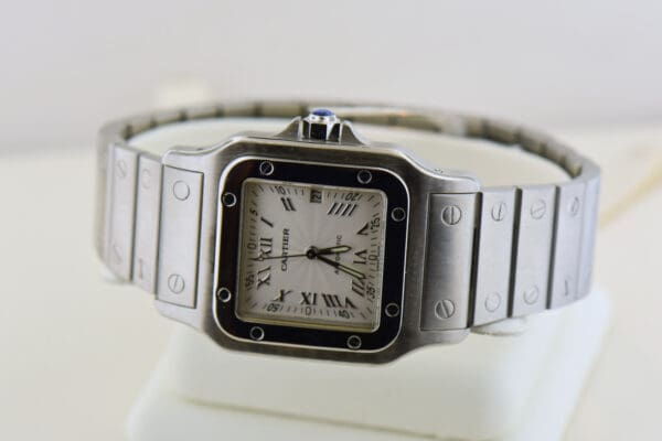 vintage stainless cartier santos automatic unisex wristwatch