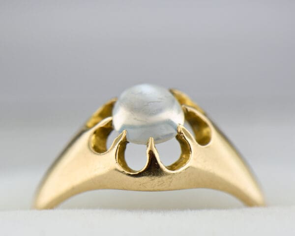 antique gold claw set blue moonstone belcher ring 2