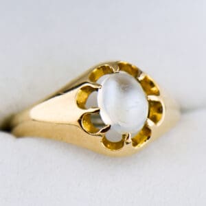 antique gold claw set blue moonstone belcher ring