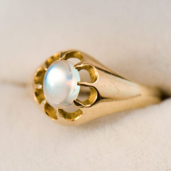 antique gold claw set blue moonstone belcher ring 5