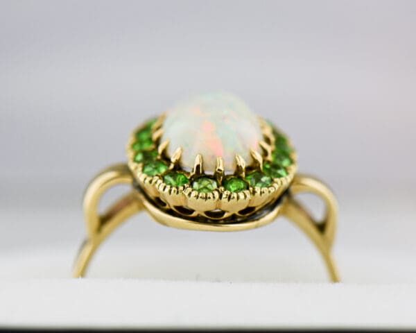 antique opal and demantoid halo gold engagment ring 7