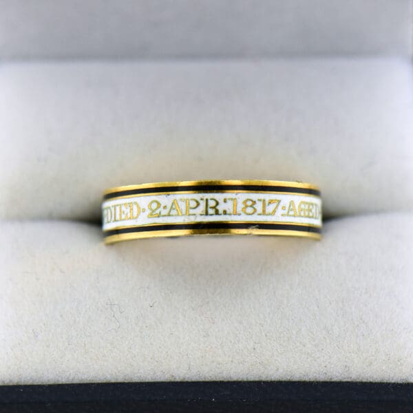 antique georgian memento mori ring enameled gold mourning ring 6