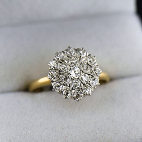 antique old european cut diamond cluster engagement ring 5