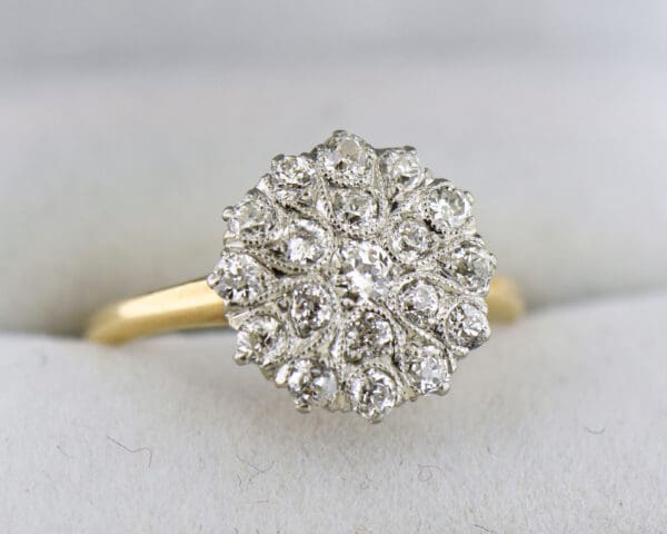 antique old european cut diamond cluster engagement ring