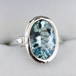 bezel set aquamarine white gold vintage ring