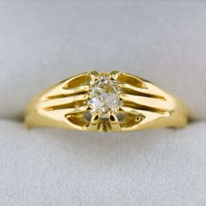 low profile old mine cut diamond belcher engagement ring