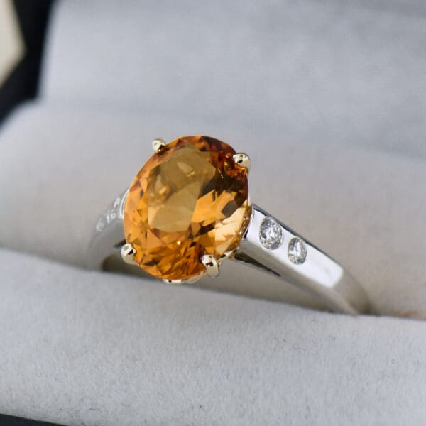 accented solitaire citrine ring with diamond accents 3