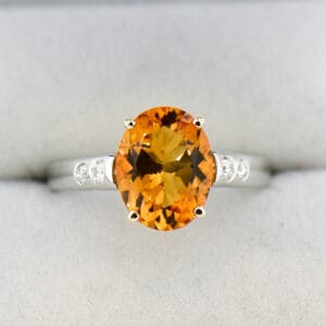 accented solitaire citrine ring with diamond accents