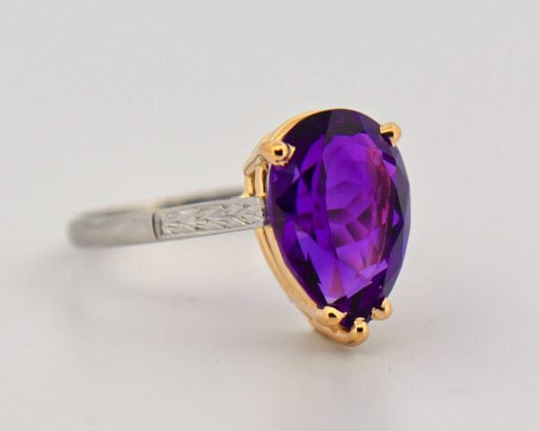 antique platinum engagement ring with deep purple amethyst 2