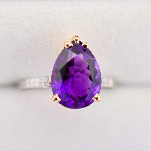 antique platinum engagement ring with deep purple amethyst 3