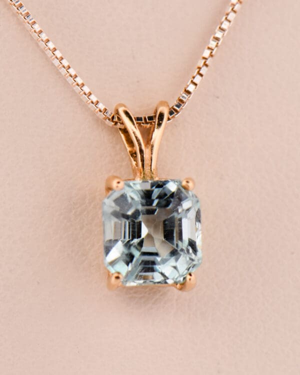 light greenish blue asscher cut aquamarine solitaire pendant 4