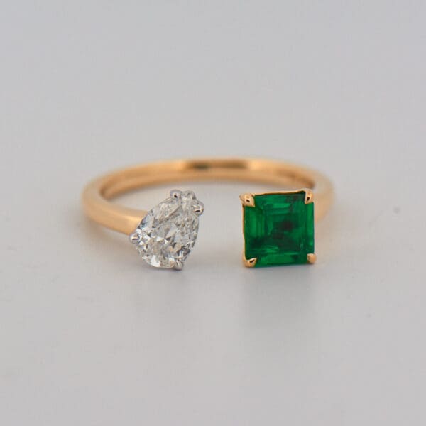 top gem zambian emerald and diamond two tone ring