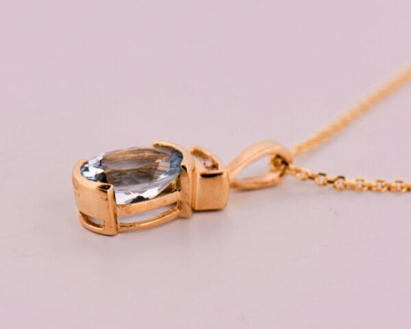 yellow gold aquamarine and diamond pendant and earring set 4