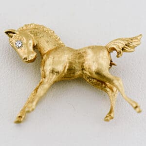 adorable pony pin gold equestrian brooch