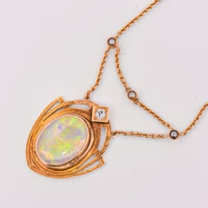 antique art nouveau gold opal diamond and pearl necklace