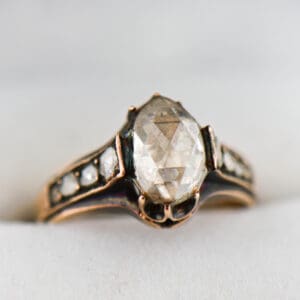 antique european rose gold and rose cut diamond engagement ring