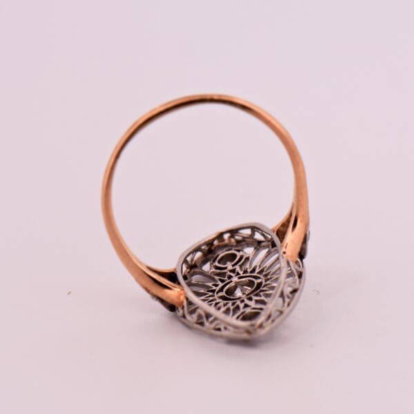 belle epoque platinum over gold filigree navette ring with diamonds 3