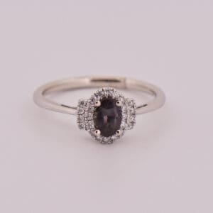 brazilian alexandrite and diamond ring with strong color change