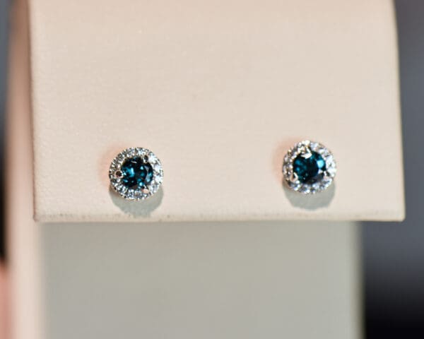 color change garnet halo stud earrings rare indigo garnet earrings