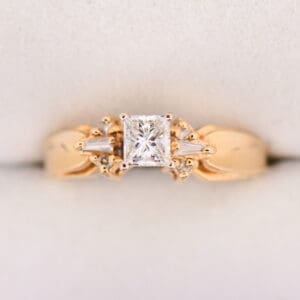 estate gold and princess cut diamond engagement ring