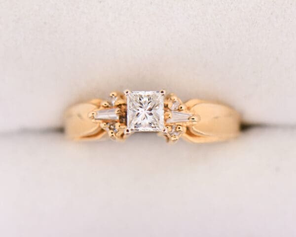 estate gold and princess cut diamond engagement ring