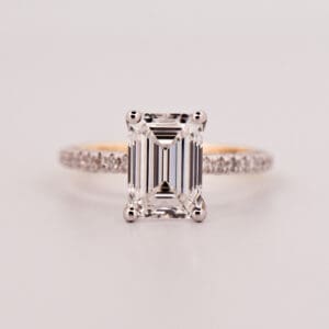 lab created 3ct emerald cut diamond accented solitaire engagement ring