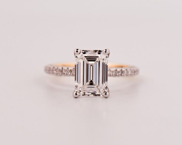 lab created 3ct emerald cut diamond accented solitaire engagement ring