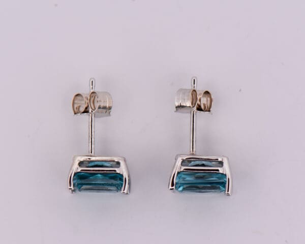 radiant cut natural blue zircon stud earrings 3